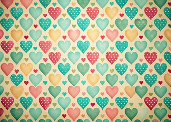 Charming Vintage Valentine Wallpaper with Heart Patterns and Soft Pastel Colors for Romantic Decor