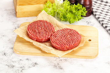 Raw beef  burger cutlet for grill