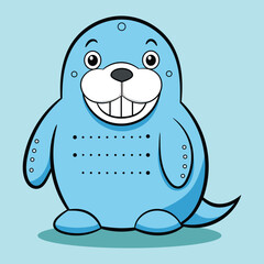 Cute walrus cartoon Morse vector illustration. Animal nature icon
