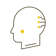 AI-Enhanced Human Neural Integration Vector ICon Design, technology, augmented cognition, AI head, tech
