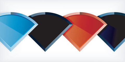 Abstract background - circles and round triangles with 3d effect. Vector Illustration For Wallpaper, Banner, Background, Card, Book Illustration, landing page