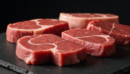 Fototapeta premium Assorted Black Angus Prime Steaks Machete Blade Cuts