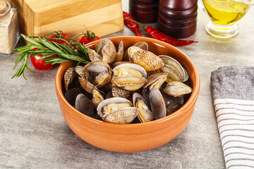 Raw vongole clams for cooking