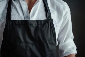 Blank black apron clothing apparel person.