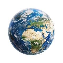 Satellite view of earth isolated on white 