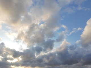 beautiful cloudy sky sunlight from the side, dramatic feel, it's going to rain