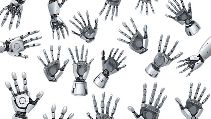 Fototapeta premium Illustration of Artificial intelligence Robots hands background