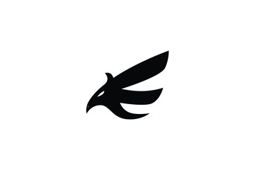 letter E and eagle head simple logo design