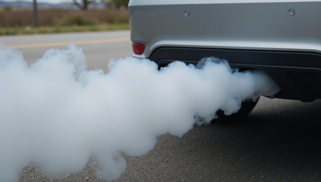 Close-up image showing car emissions clouding the air as an example of vehicle-related air pollution
