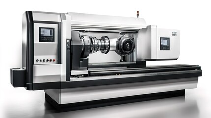 Obraz premium machine shop with CNC machines and digital interfaces
