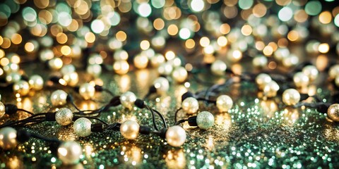 Sparkling Festive Lights on Glitter Background

