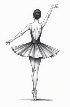 ballerina in black tutu, graceful pose clip art preview
