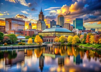 Fototapeta premium TD Garden in Massachusetts radiates architectural elegance, harmonizing with the lively cityscape, making it a vibrant hub for sports and entertainment amidst Boston's dynamic energy.