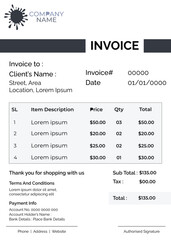 Invoice Design, rectangular shape