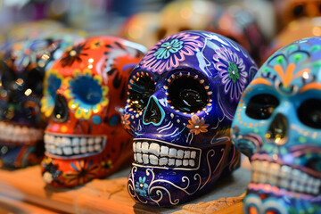 Beautiful greeting card with bright holiday composition for happy to joy celebrate dia de muertos