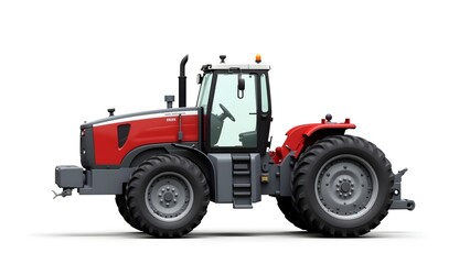 Fototapeta premium Powerful Red Agricultural Tractor for Modern Farming Operations Featuring Advanced Technology and Heavy-Duty Performance