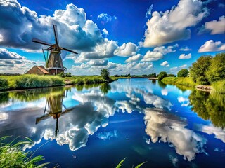 Vibrant Blue Sky Filter Enhancing Cloudy Skies with Brightness and Depth for Creative Photography Use