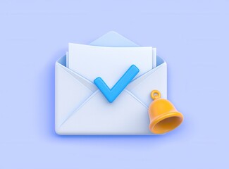 An envelope icon with a checkmark and a bell, symbolizing message confirmation and notifications.