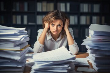 Successful business people person in modern interior office space building made with Generative AI artwork