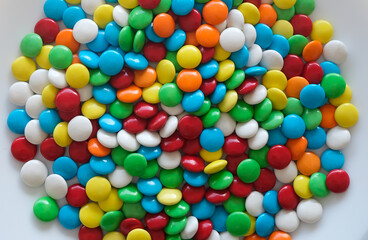 close up shot of colorful chocolate candies 