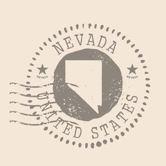 Stamp Postal of Nevada. Map Silhouette rubber Seal.  Design Retro Travel. Seal  Map of Nevada grunge  for your design. United States.  EPS10