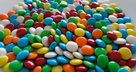close up shot of colorful chocolate candies 