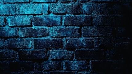 Textured Blue Brick Wall in Low Light