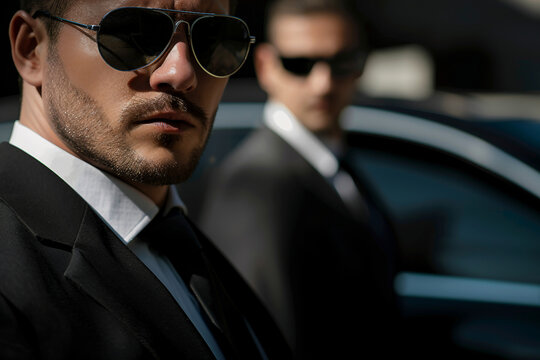 Professional bodyguards providing elite security services made with generative AI