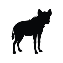 Hyena black and white silhouette or outline 