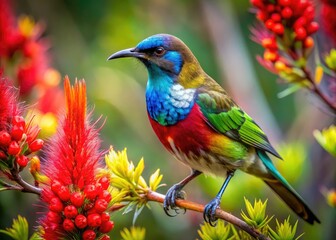 Obraz premium Vibrant New Zealand Birds in Natural Habitats Showcasing Unique Avian Diversity and Beauty