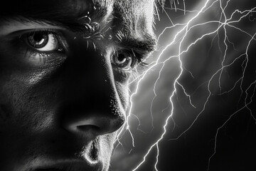 Obraz premium Extreme dangerous thunder rainstorm weather, Generative AI illustration