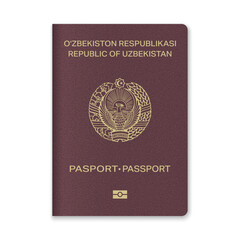 Uzbekistan Passport Cover with Gold Emblem and Text