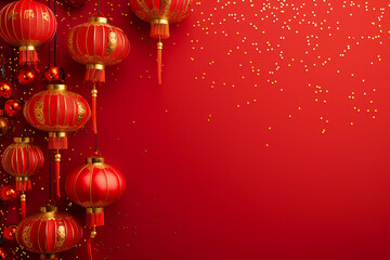 Beautiful greeting card with holiday composition for celebrate chinese festival of lanterns
