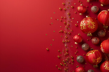 Beautiful greeting card with holiday composition for celebrate chinese festival of lanterns