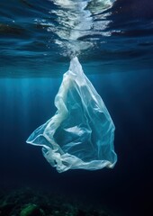 Naklejka premium Plastic pollution underwater marine environment