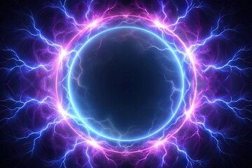 Panoramic plasma magical portal lightning round frame