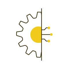 AI Automation Gear for Smart Process Control Vector Icon Design, robotic systems, gear mechanism, automated process