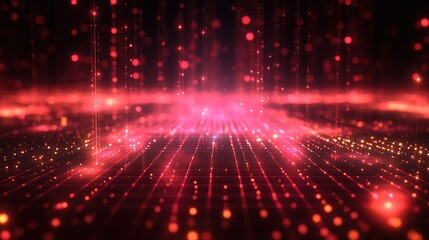 Obraz premium Abstract tech grid background with glowing network nodes and line