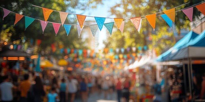 Local event advertisement banner featuring vibrant design, engaging text, blurred crowd creating an energetic atmosphere.