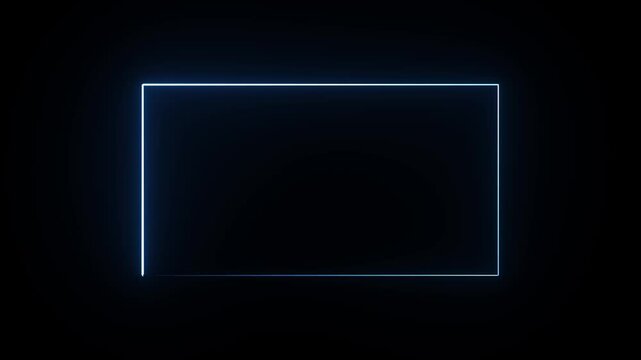 light glowing neon blue color picture frame rectangle animation icon