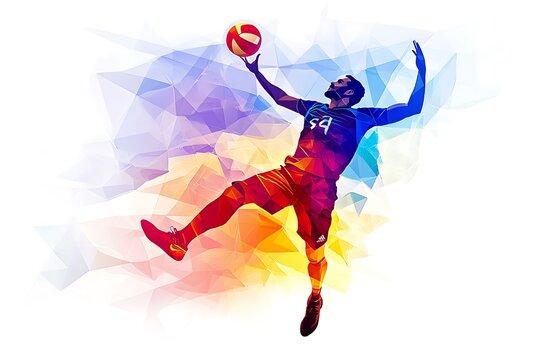 Illustration of abstract volleyball player silhouette in triangle. volleyball player, sport