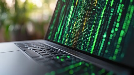 a laptop,abstract code lines on the screen symbolizing the concept of learning to code ideal for educational content tech blogs and coding tutorials.illustration