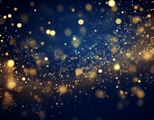Fototapeta premium abstract background with Dark blue and gold particle. Christmas Golden light shine particles bokeh on navy blue background. Gold foil texture. Holiday concept.