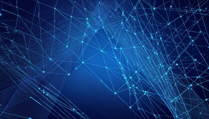 Obraz premium Abstract blue background. Network connection structure. Grid.