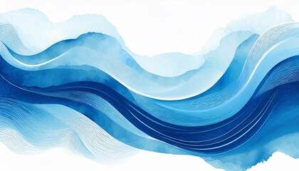 Abstract wave watercolor background in blue colors