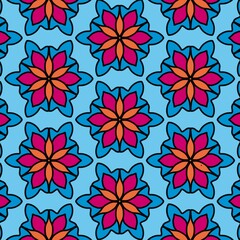 seamless pattern with flowers blue background, fabric, illustration, textile, needlework 