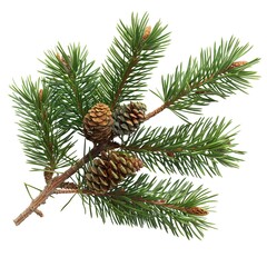 Fototapeta premium pine branch with cones, isolated on transparent 