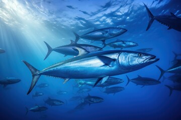Obraz premium Blue ocean tuna fish swimming