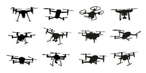 drone silhouettes on the white background