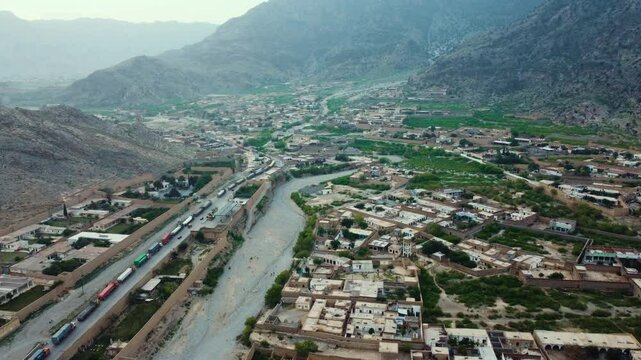 Baab e Khyber a monument situated at the entrance of the Khyber Pass in the Khyber Pakhtunkhwa province of Pakistan. Tatara high mountains. Tatara Peaks in Khyber, pakistan. North west pakistan. Tirah